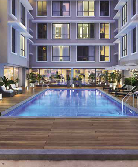 A ready to move luxury flat for sale in Mumbai with a swimming pool and other luxururious amenities